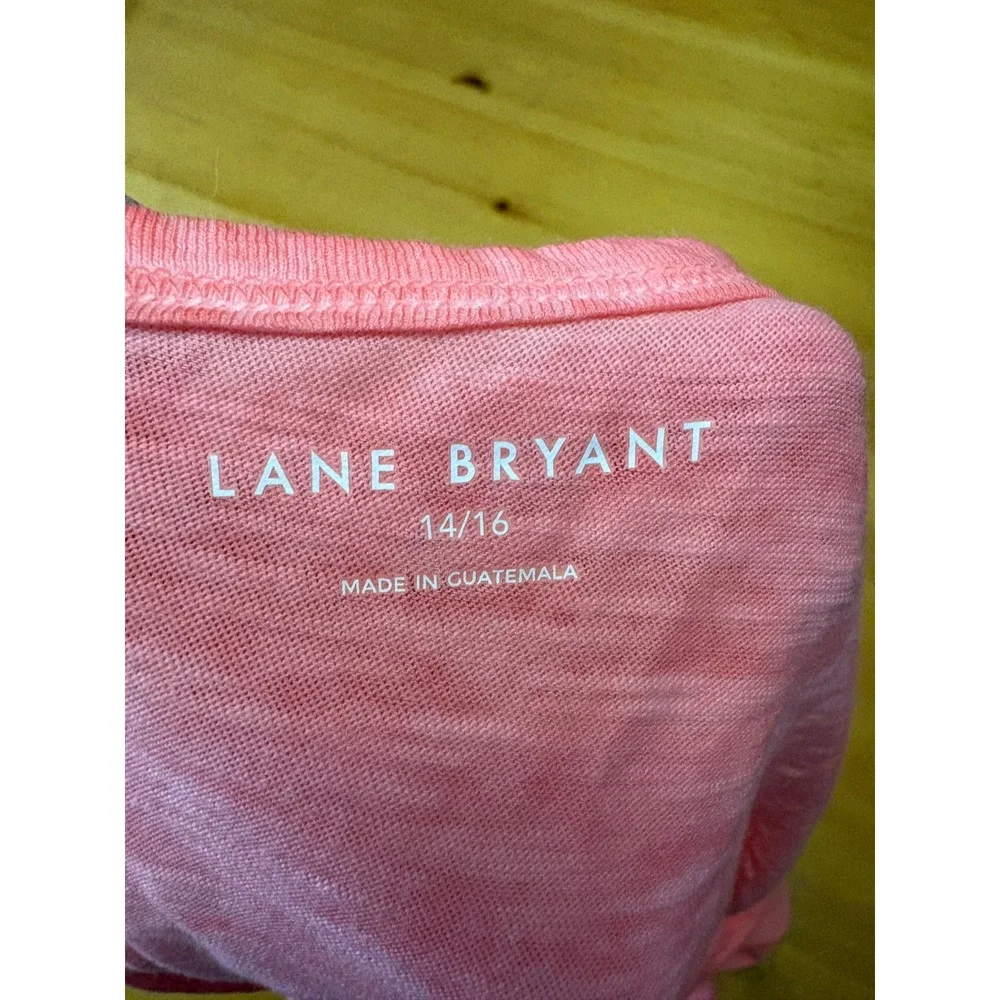 Lane Bryant Pink Coral Slub Knit Ruched Side Sleeveless Tank Top Plus Size 14/16